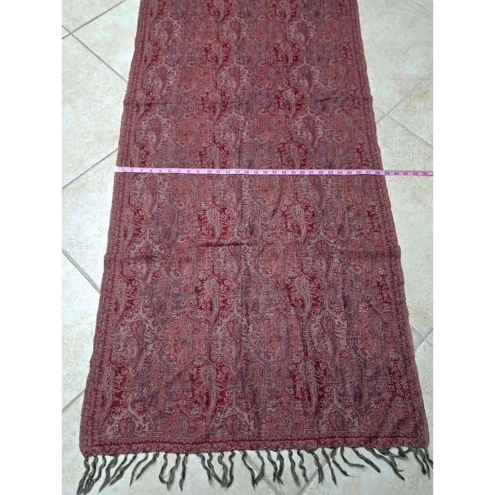 Vintage Rohtexx 100% Wool Red Paisley Pashmina Shawl El Corte Ingles Extra Large - Picture 6 of 11